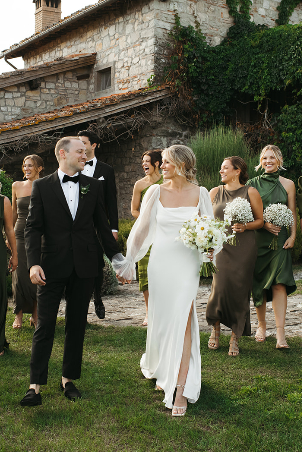Modern white & green Tuscany outdoor fall wedding