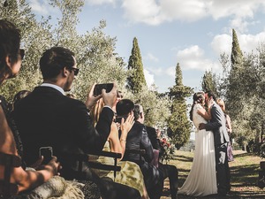 Wonderful symbolic ceremony amidst olive trees in Cortona, Tuscany