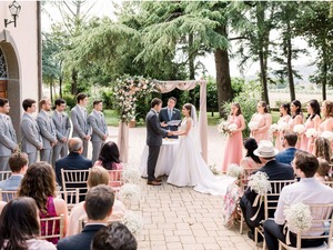 Romantic garden wedding ceremony in Tuscany